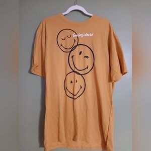 Smiley World Tee Shirt Mens S/M Dark Yellow Short Sleeve Smiley Face